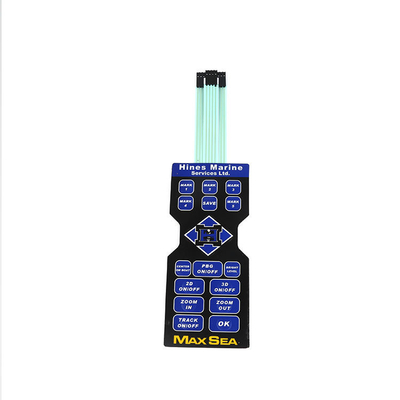 DC 12V Voltage Rating Flat Membrane Switch with Customized Design and Contact Resistance of 100mΩ