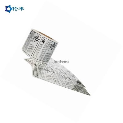 Good price Flexo Printing Waterproof Silver Sticker Label with Rear Adhesive and Customized Size for Electronics online